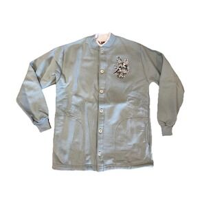 Vintage Art Unlimited Sweatshirt Womens MED Birds Chickadees Made USA 90s Green